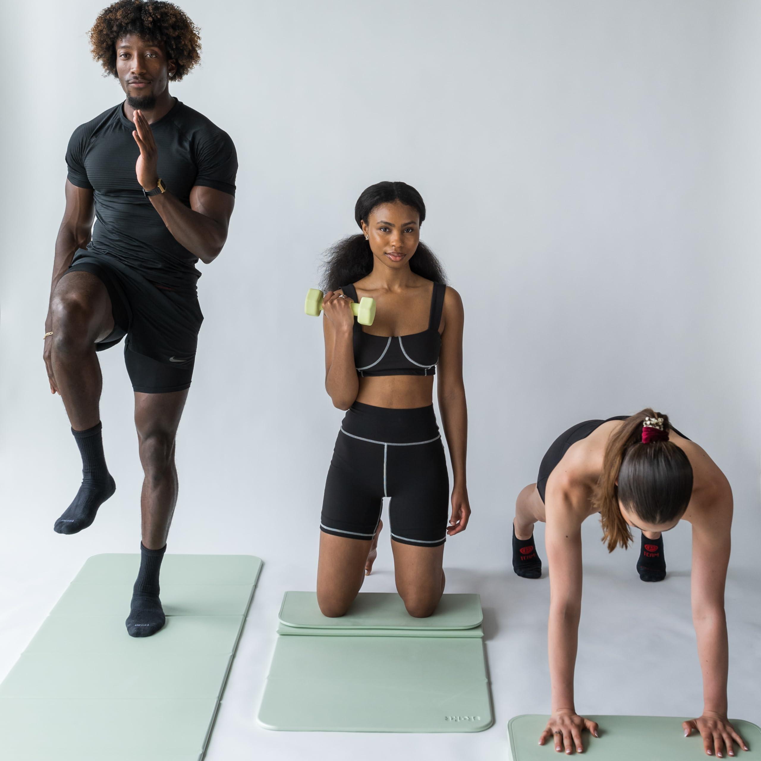 Stakt Stakt Foldable Multi-Purpose Fitness & Yoga Mat with Patented Design, Workout Mat with Non-Slip Surface, Portable & Lightweight, For Studio or Home Use, As Seen on Shark Tank (Seafoam)