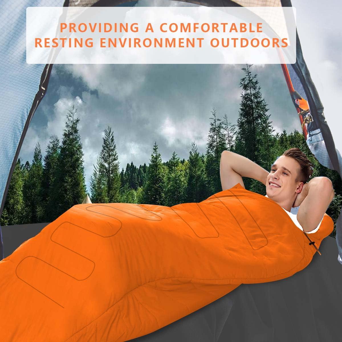 OBTANIM OBTANIM Camping Sleeping Bags Portable Waterproof Sleeping Bag for Adults Kids 4 Seasons Winter, Fall, Spring, Summer Backpacking Hiking Camping Mountaineering Indoor Outdoor Use (Orange)