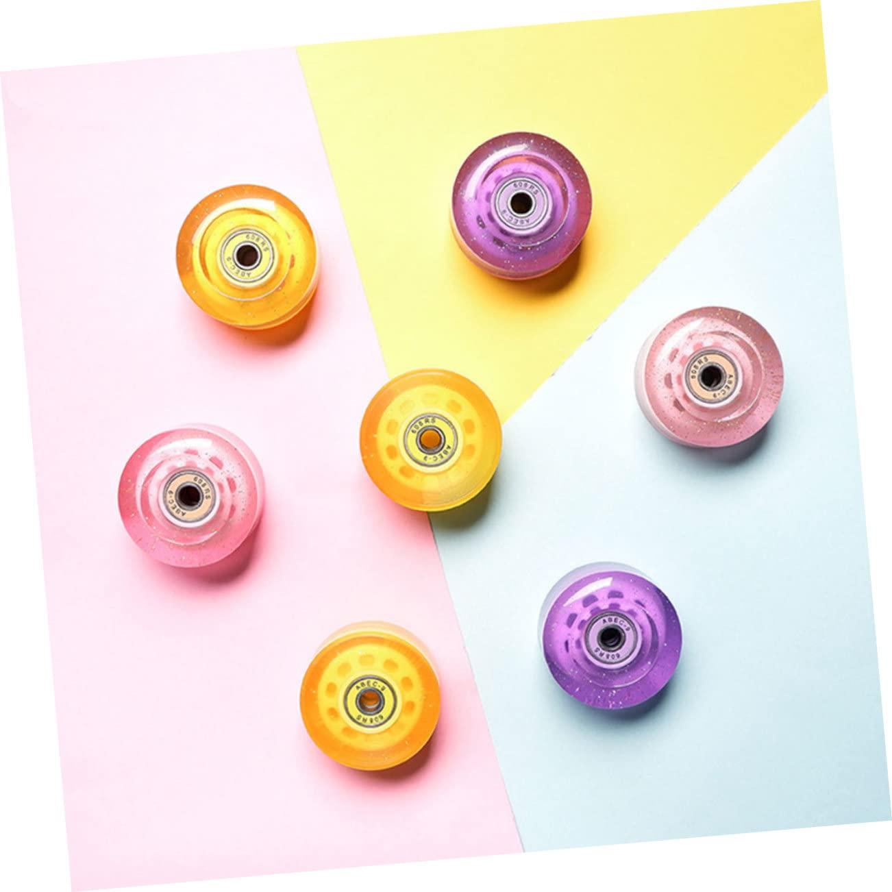 BESPORTBLE BESPORTBLE 4pcs Pulley Skate Quad Roller Shoes Caster Wheels Rollers Tires Roller-skating Wheel Creative Skating Wheel Double Row Wheel Outdoor Skating Accessory Decorative Wheel Pp Purple