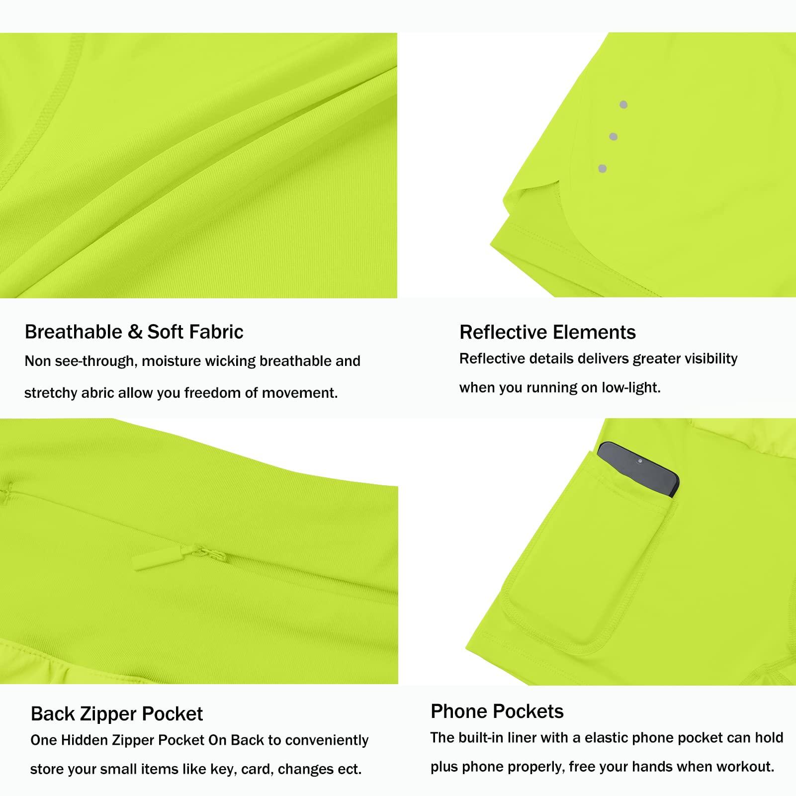 Ksmien Ksmien Women's 2 in 1 Running Shorts - Lightweight Athletic Workout Gym Yoga Shorts Liner with Phone Pockets