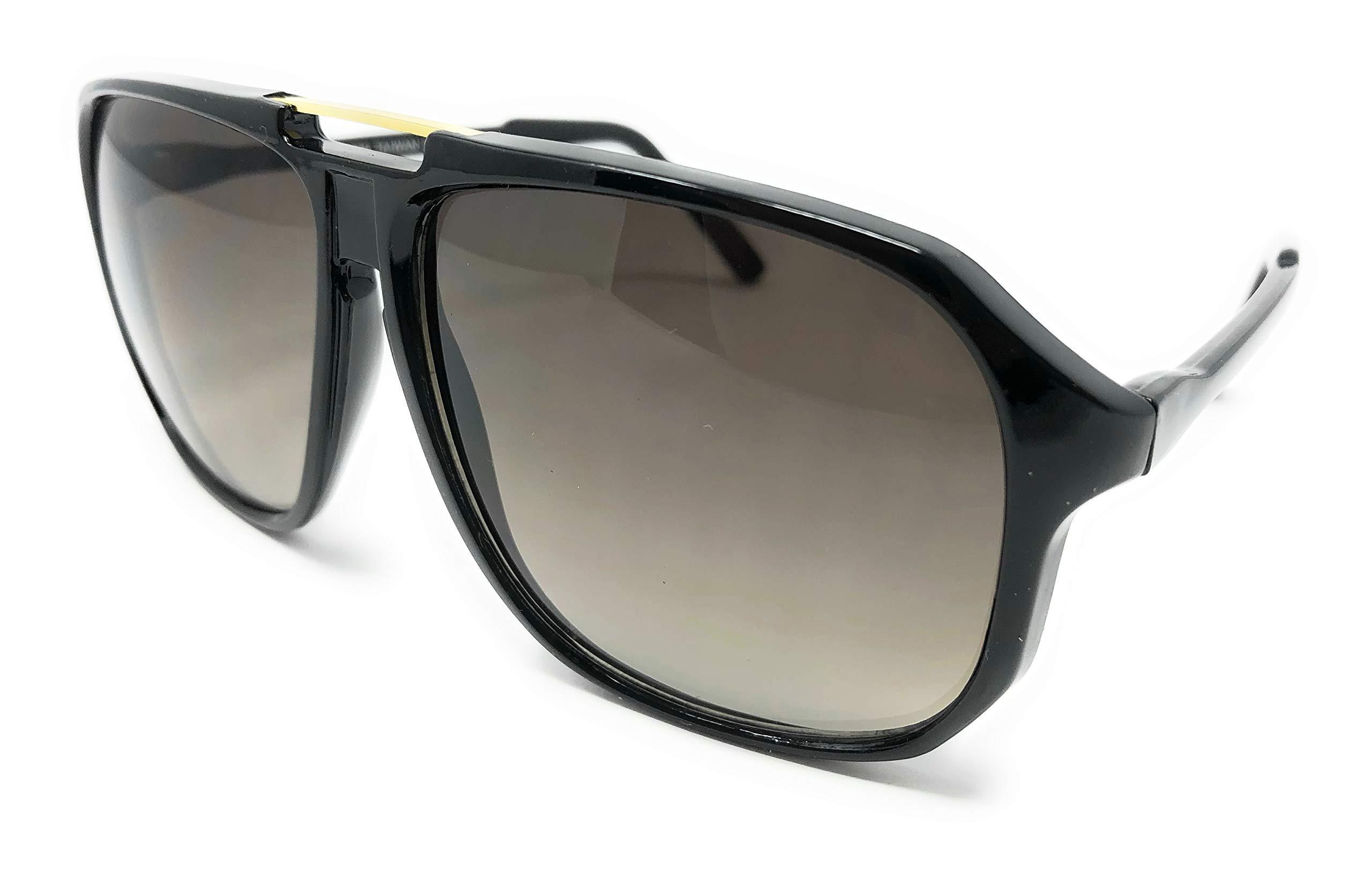 WebDeals Retro Adult Size 70's Style Plastic Aviator Sunglasses (Keyhole Black, Smoke Gradient)