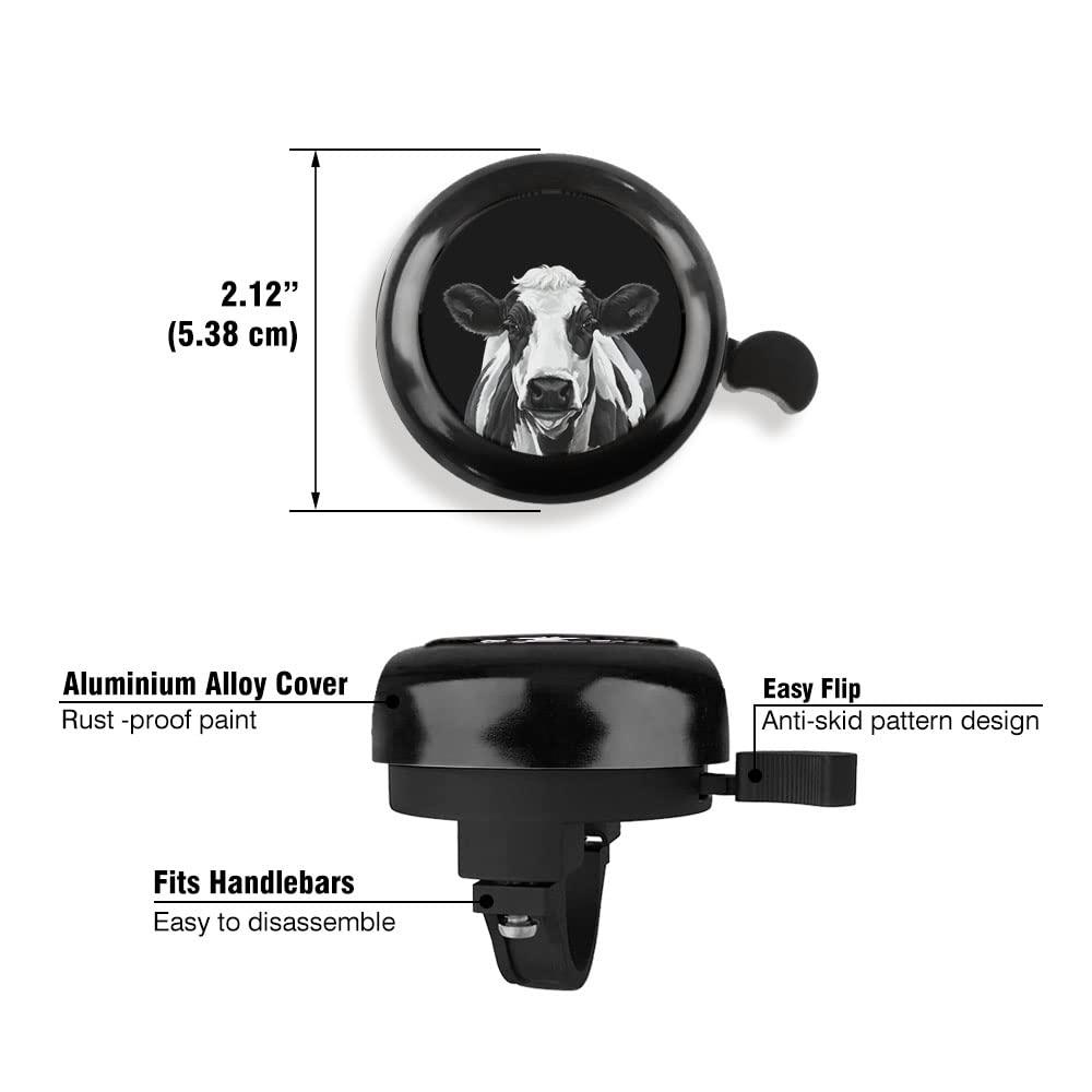 WIRESTER WIRESTER Black Aluminum Round Bike Bell, Classic Ring Bicycle Bell, Bike Accessories Bell Ring for Adults Kids Girls Boys - Black Spot Cow