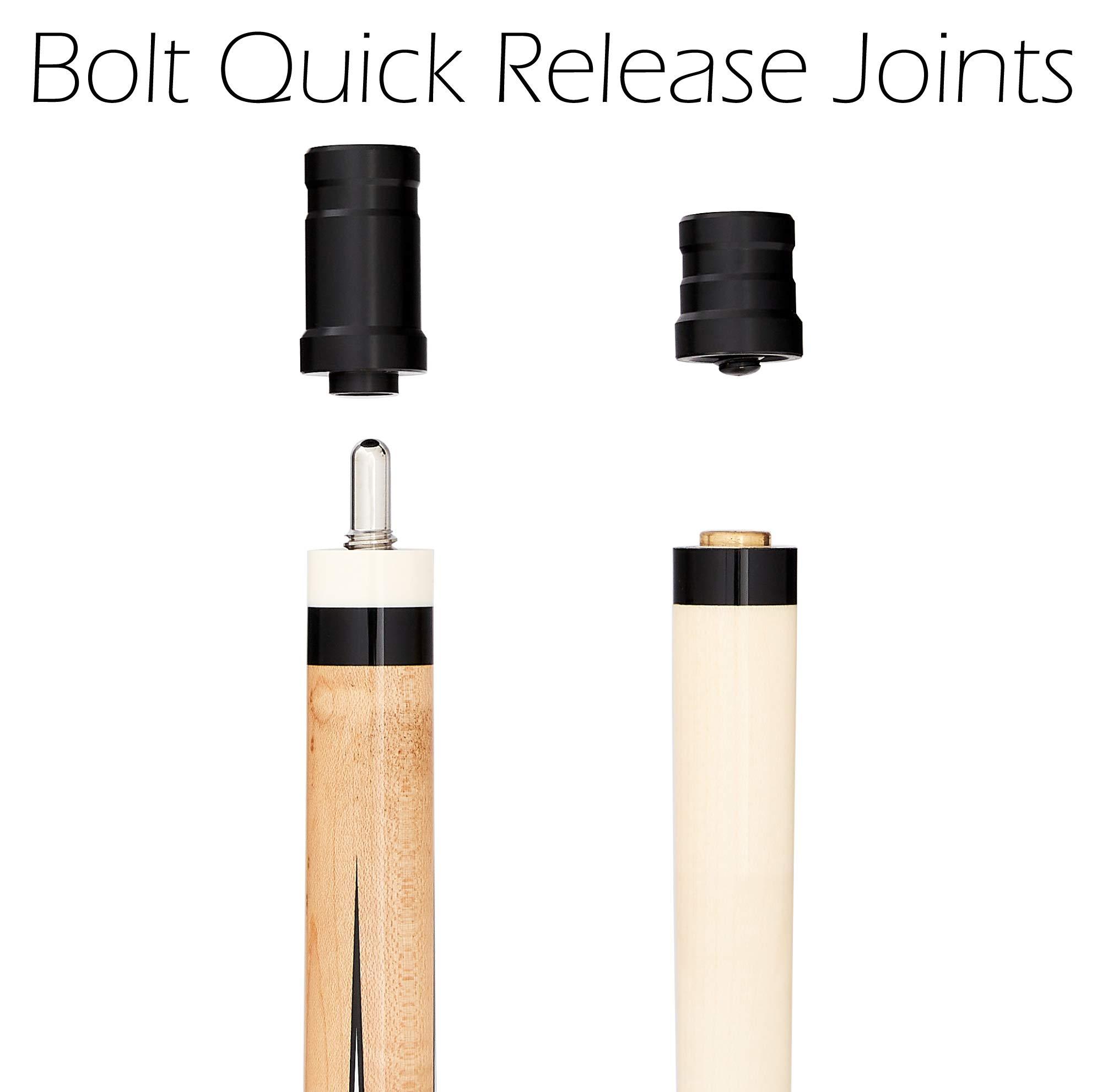 West State Billiards Bolt High Performance Maximum Control Pool Stick 2 Piece Maple 19 20 or 21 oz Pool Cue for Home Bar Pub Billiard Hall XTC Fiber (Maple/Brown Overlaid Abalone Points, 21)
