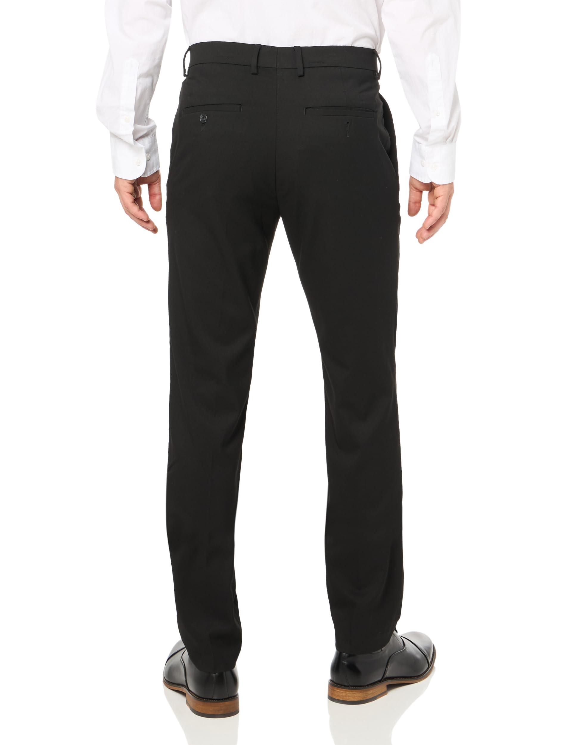 Kenneth Cole Reaction Kenneth Cole Reaction Men's Slim Fit Solid Performance Dress Pant, Black, 36W x 32L