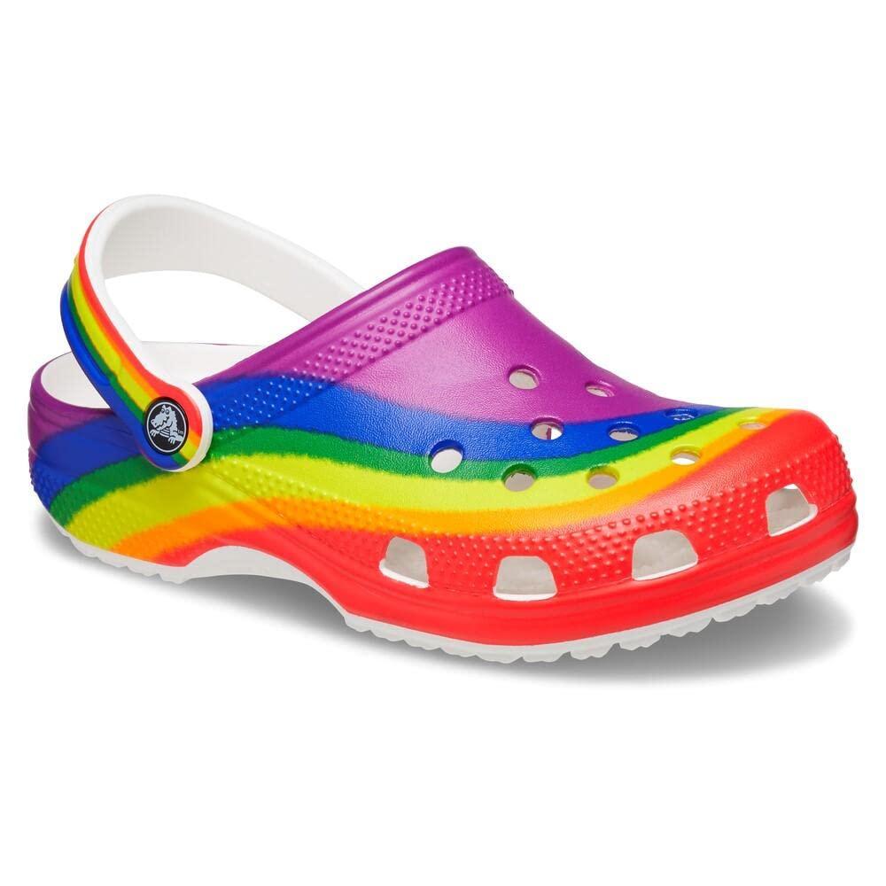 Crocs Crocs Unisex-Adult Classic Graphic Clogs, Rainbow, 14 Women/12 Men