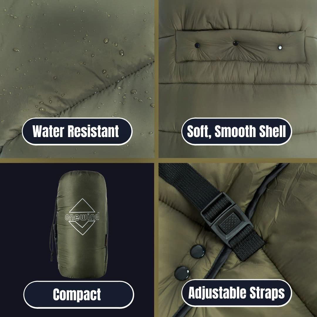 onewind onewind Camping Sleeping Bag with Footbox, Ultralight Wearable Backpacking Quilt Hammock Sleeping Bag Top Quilt for Backpacking and Hiking, 78\"*54\", OD Green