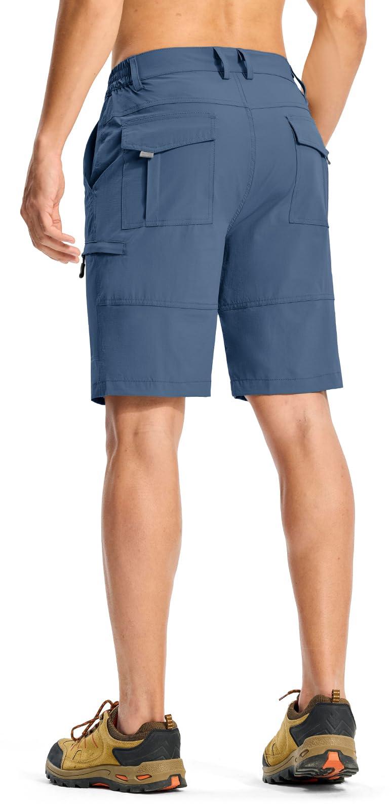 Rdruko Rdruko Men's Hiking Cargo Shorts 9" Quick Dry Lightweight Travel Work Casual Shorts with Zipper Pockets Pockets(Denim Blue, US 40)