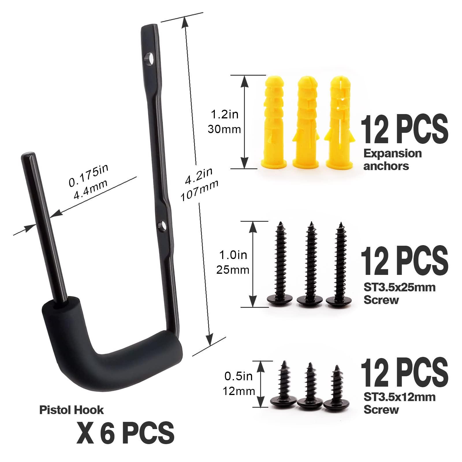 StrongTools StrongTools Handgun Hanger, Wall Mount Pistol Rack Suitable for Desk or Wardrobe, Pistol Organizer for Displays and Cabinet (6 Packs for 6 Guns)