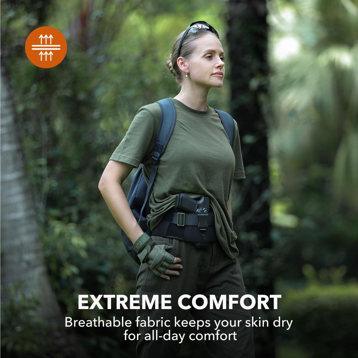 MUNALO MUNALO Belly Band Holster for Women & Men Gun Holsters for Concealed Carry Tactical Pistol Belt Compatible with Any Kydex Holster for Running, Hiking, Jogging & EDC (Kydex Holster not Included) Size 2