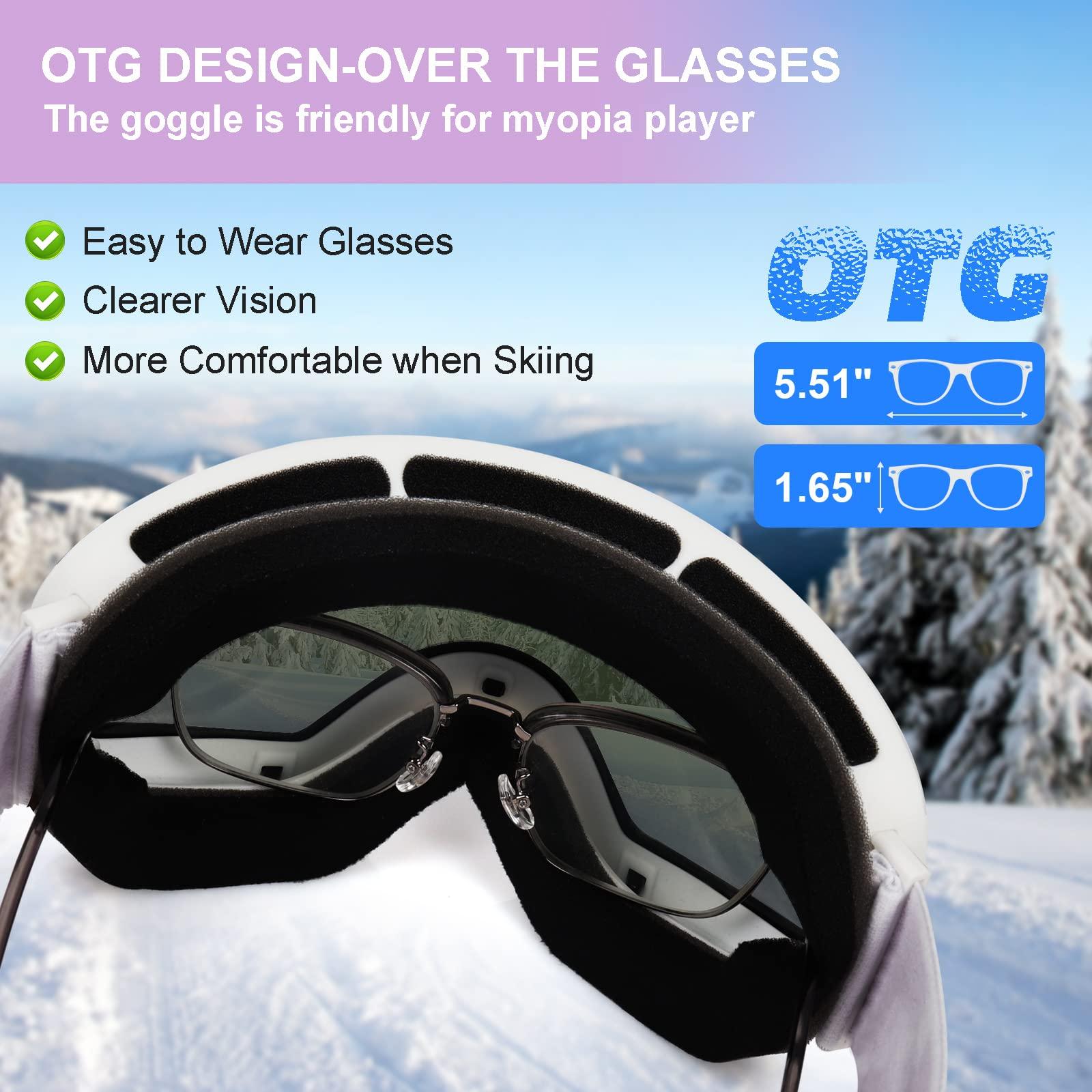 EXP VISION EXP VISION Snowboard Ski Goggles Men Women Youth, Anti Fog OTG Winter Snow Goggles Spherical Detachable Lens (Cherry)