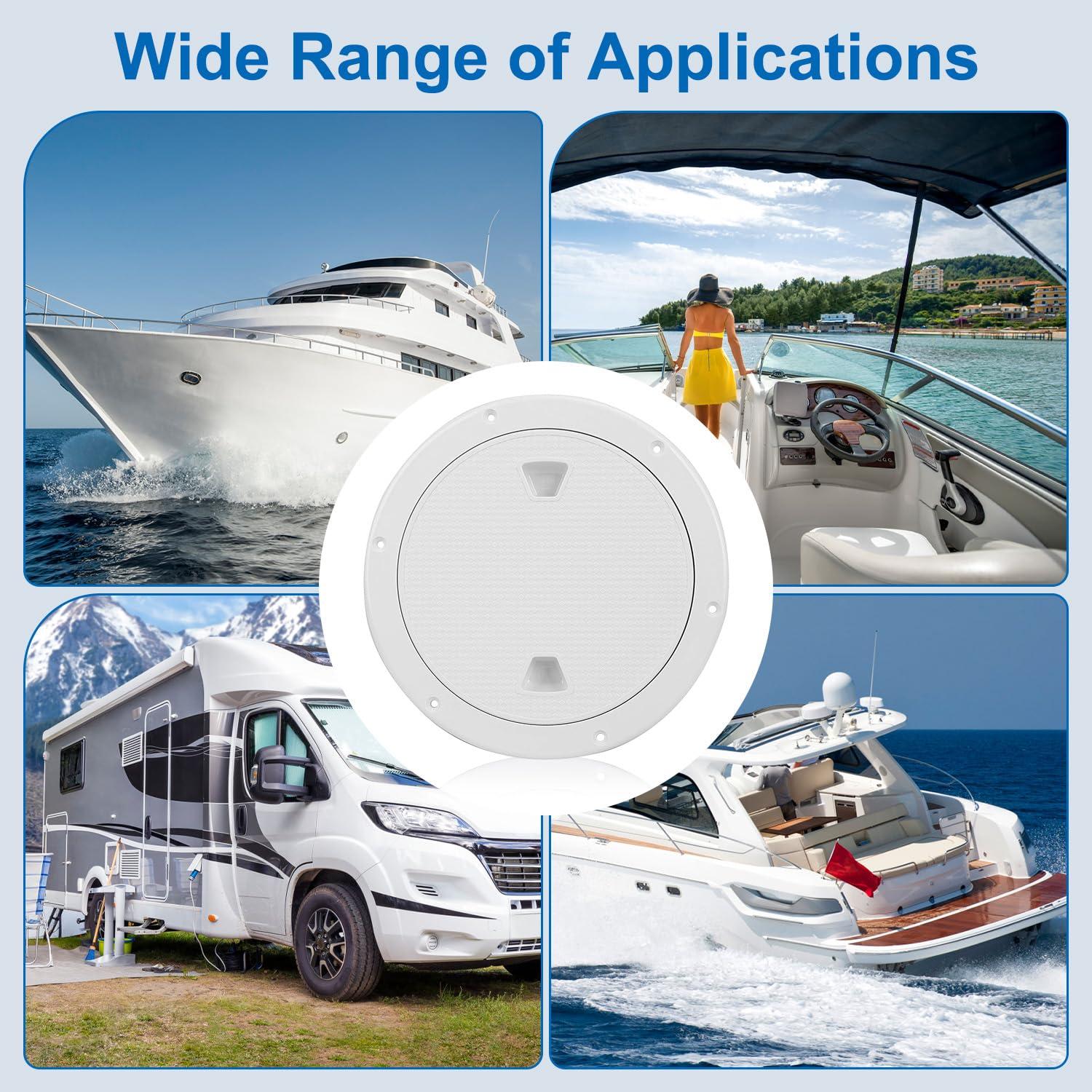 Amarine Made Amarine Made Boat Round Non Slip Inspection Hatch Detachable Cover and Pre-drilled Holes in Deck Plate Easily to Install Cut Out Dia:7-1/2\" Outside Dia: 9-4/5\"