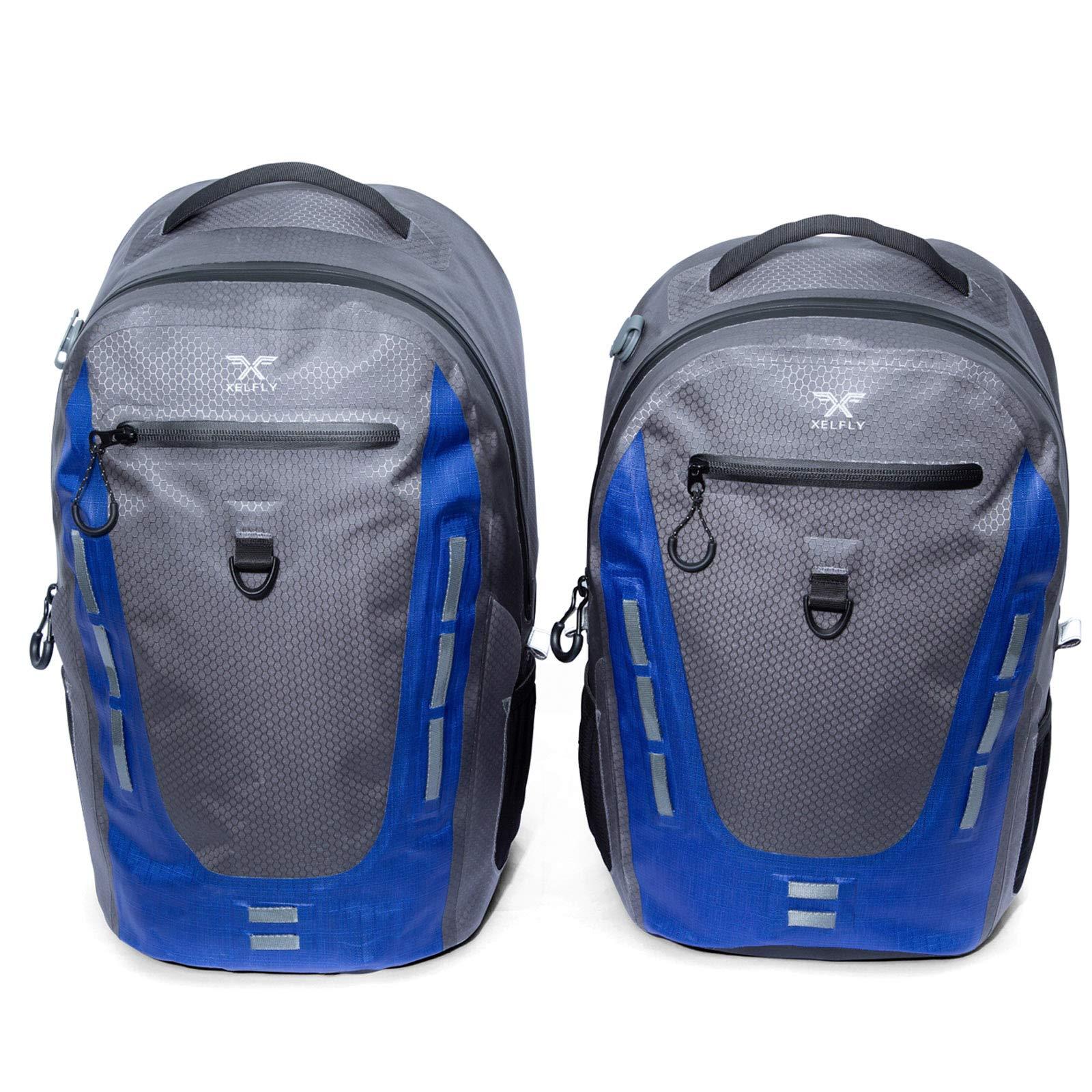 Xelfly Xelfly Submersipack Waterproof Backpack - Submersible, Inflatable, Floating TPU Coated Durable Nylon Dry Bag with Airtight Zipper for Kayak, Fishing, Boating, Hiking, Paddle Board (Deep Blue, 25L)