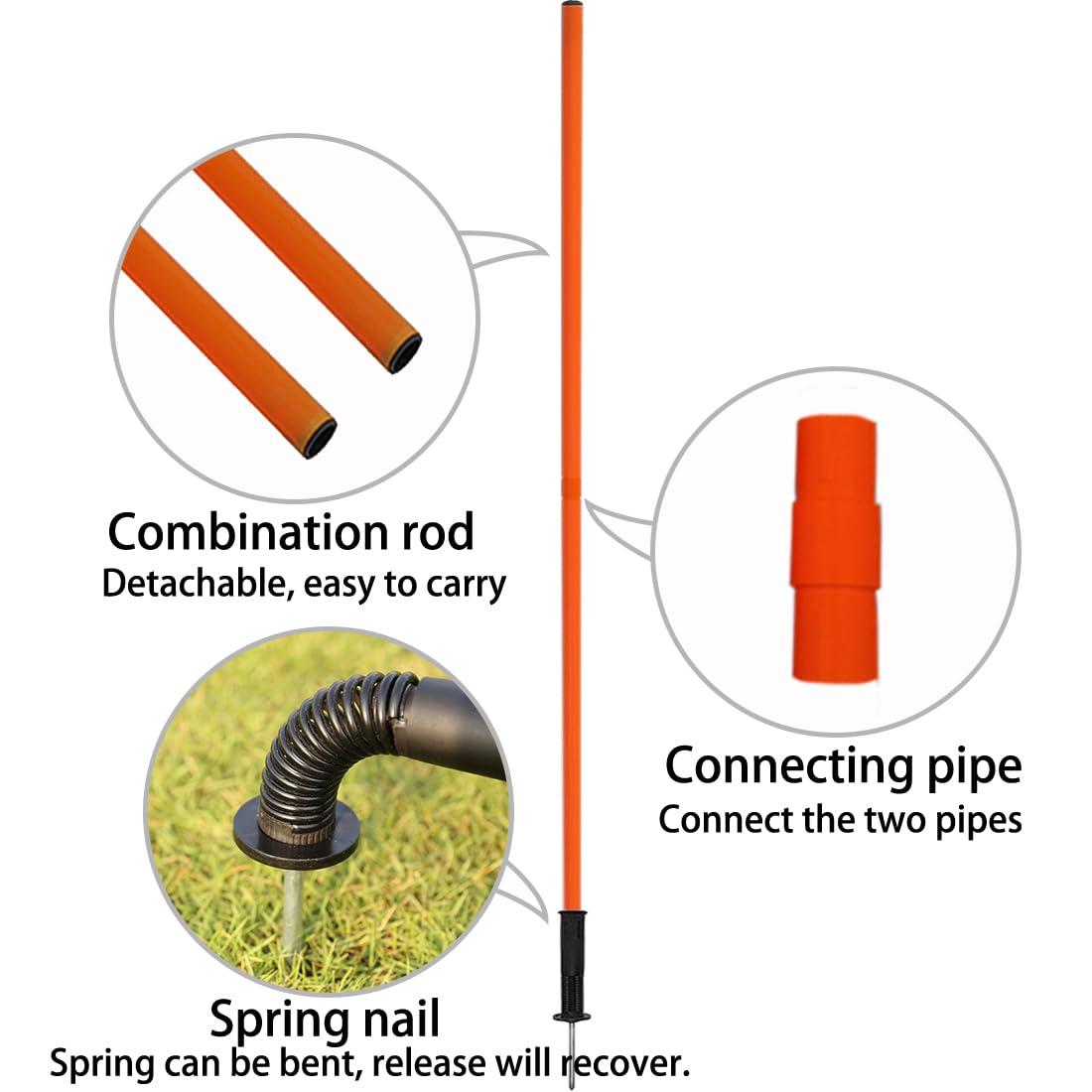 TNZMART TNZMART Orange Spring Speed Pole Set Soccer Plug-in Type Dribbling Pole Agility Coaching Sticks with Black Spring Nailing Base (Pack of 6, 4.9 FT)