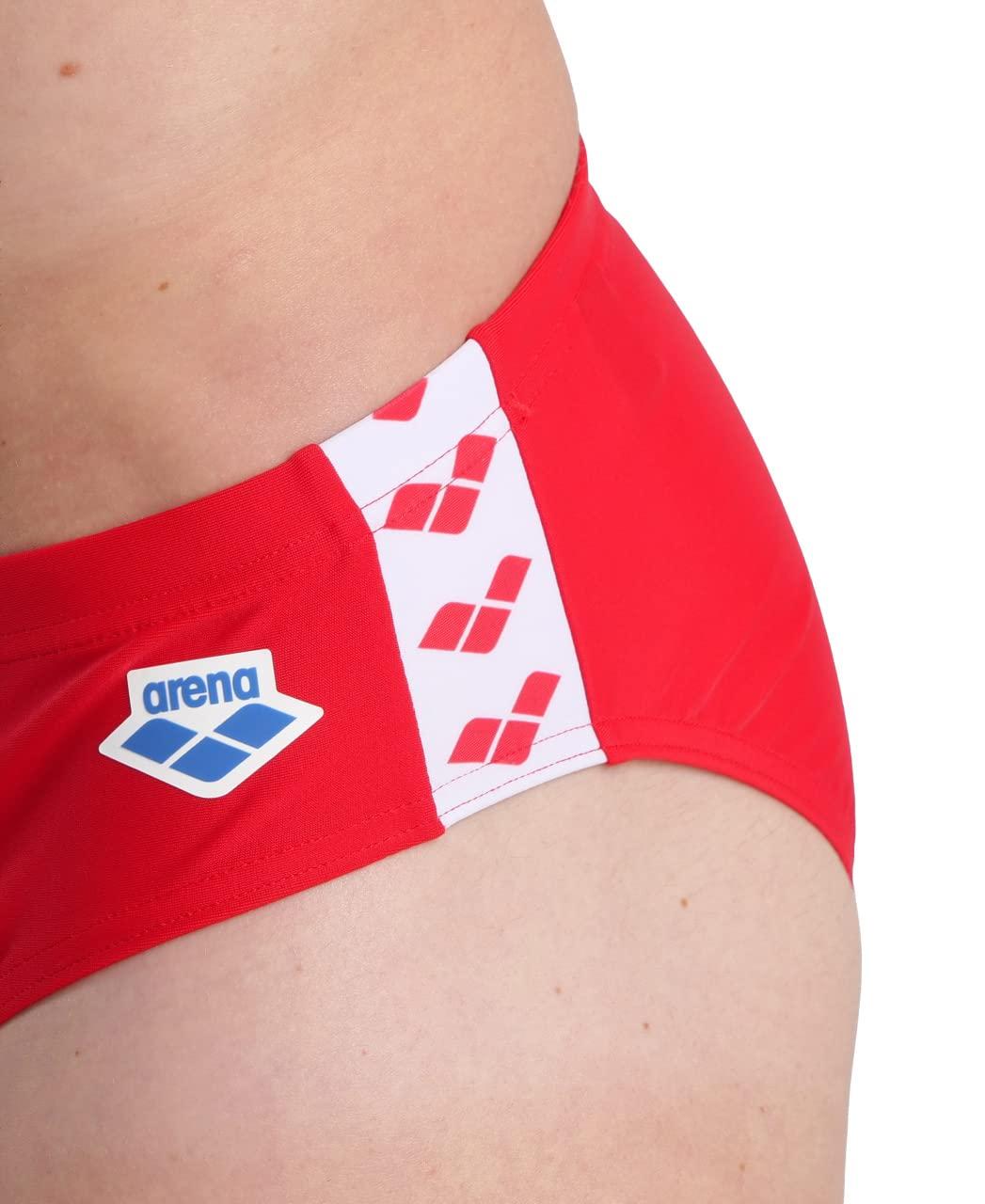 ARENA ARENA Feel Icons Solid Men's Swim Brief Waterfeel Stretchy Fitness Swimming Stylish Suit, Red, 34