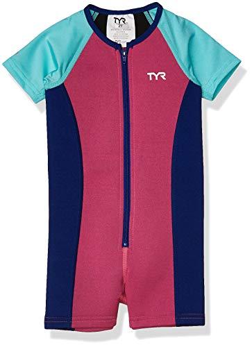 TYR TYR Girl\'s Solid Thermal Suit, Pink/Mint/Royal, 910