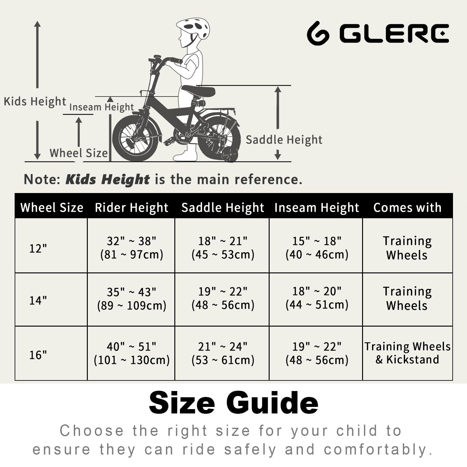 Glerc Glerc NuNu 12\" 14\" 16\" Kids Bike BMX Style for 2-7 Years Old Boys Girls, Toddler Bicycles with Training Wheels & Coaster Brake, Multiple Colors