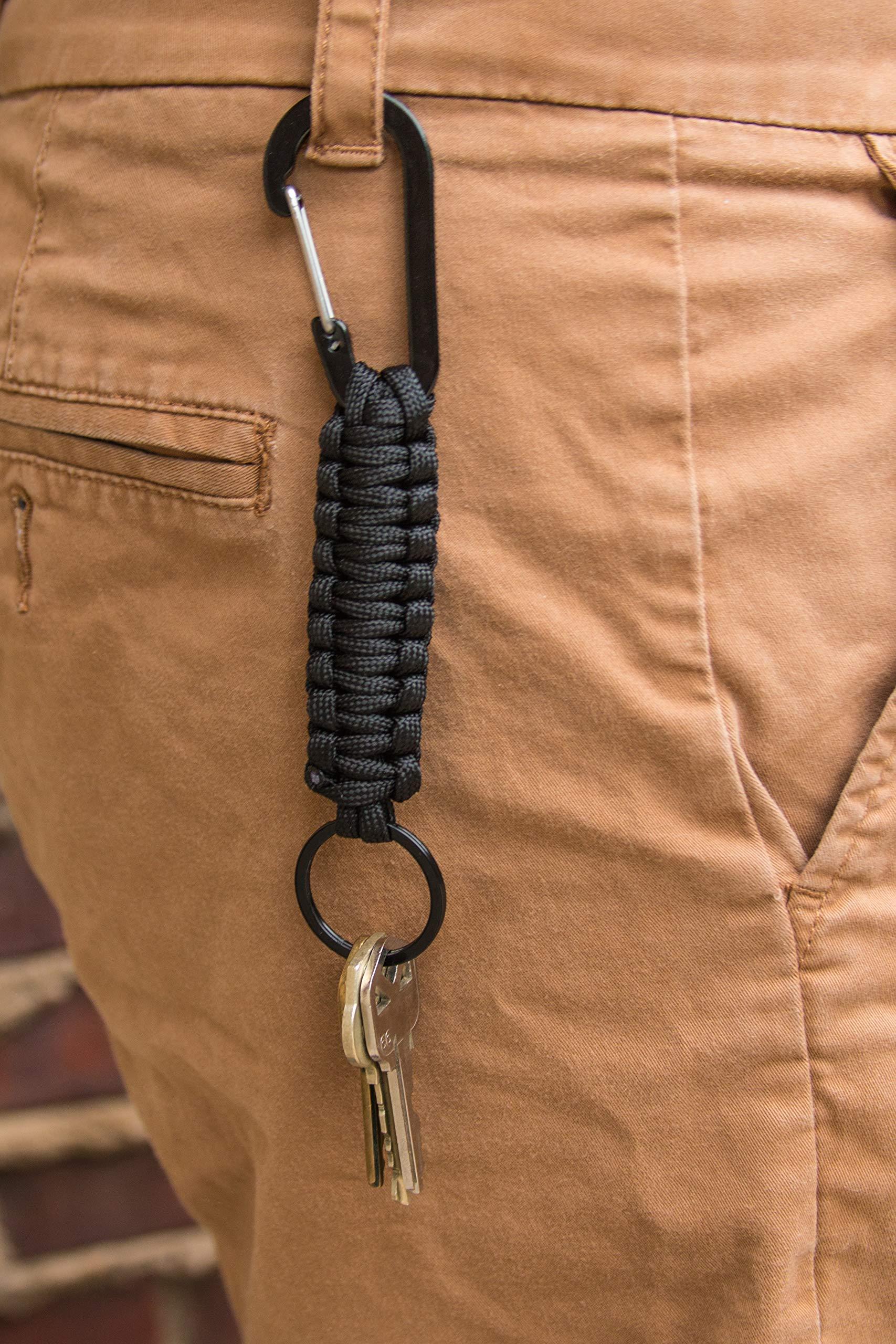 C and C Adventures C and C Adventures Carabiner Keychain Lanyard Hook with Paracord Strap Key Ring Para Cord D Locking Hanger Keyring Clip for Keys, Backpacks, Camping, Hiking, Traveling