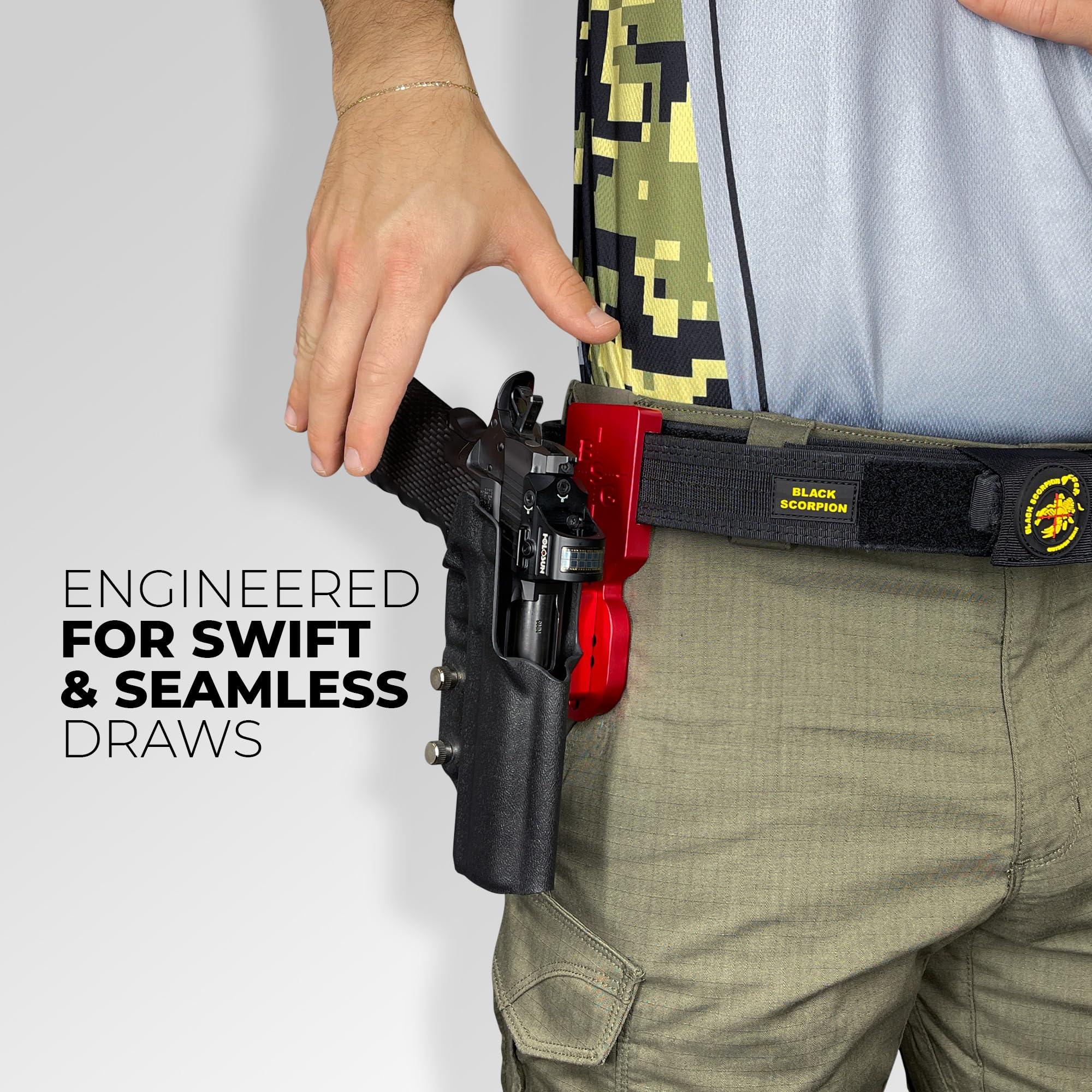 Black Scorpion Outdoor Gear Pro Heavy Duty Competition Holster fits Beretta 92XI SAO, SAO Gara, SAO Tactical, Squalo (Right-Hand Draw, Red/Carbon Fiber)