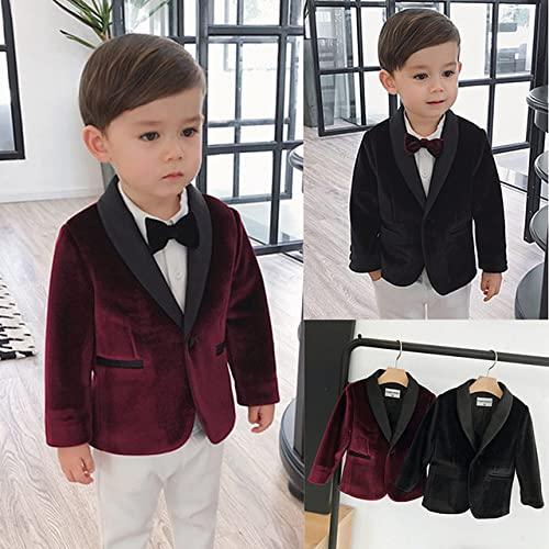 Setwell Boys Velvet Blazer Kid Toddler Tuxedo Suit Jacket Dark Green 3T Sports Coat Toddlers