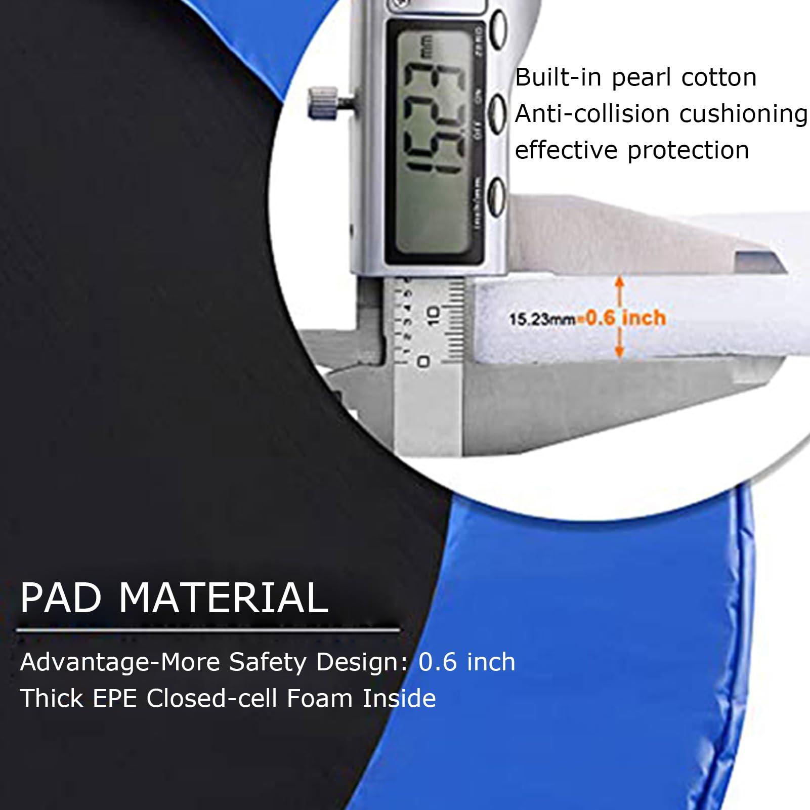 BIWKONI BIWKONI 8/10/12/14/15/16FT Trampoline Replacement Safety Mat Anti-Collision Anti-UV Springs Protection Cover Trampoline Accessories,15FT