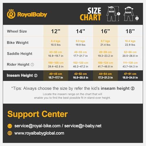 RoyalBaby Chipmunk Kids Bike Toddlers 12 14 16 18 Inch Wheel Bicycle Beginners Boys Girls Ages 3-11 Years, Multiple Color Options