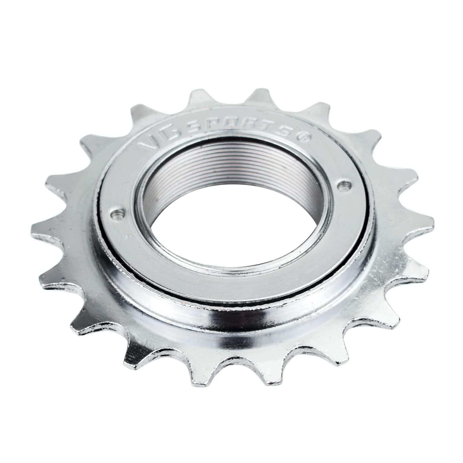 VG SPORTS VG SPORTS Single Speed Bike Freewheel, 18T Compatible with 1/2' x 1/8' Bicycle One-Speed Freewheel Threaded Type Freehub Replacement Parts (Silver)