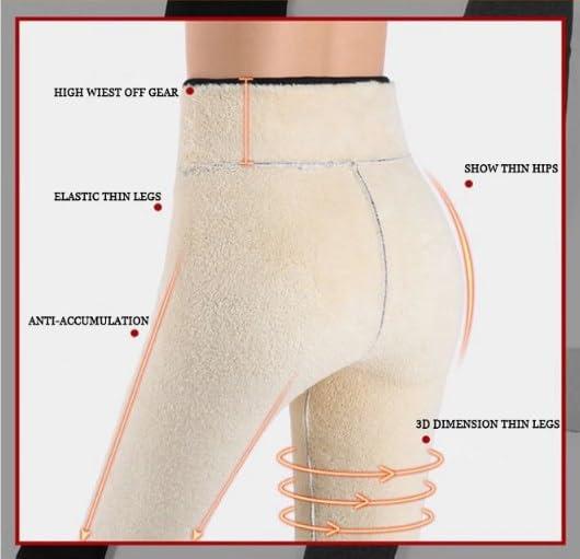 NineFit Basics Goodwillbrave Lambskin Winter Leggings,Fur Lined Leggings for Women,Winter Warm Thickened Multi-Plush Solid Pants (Light Gray,M)