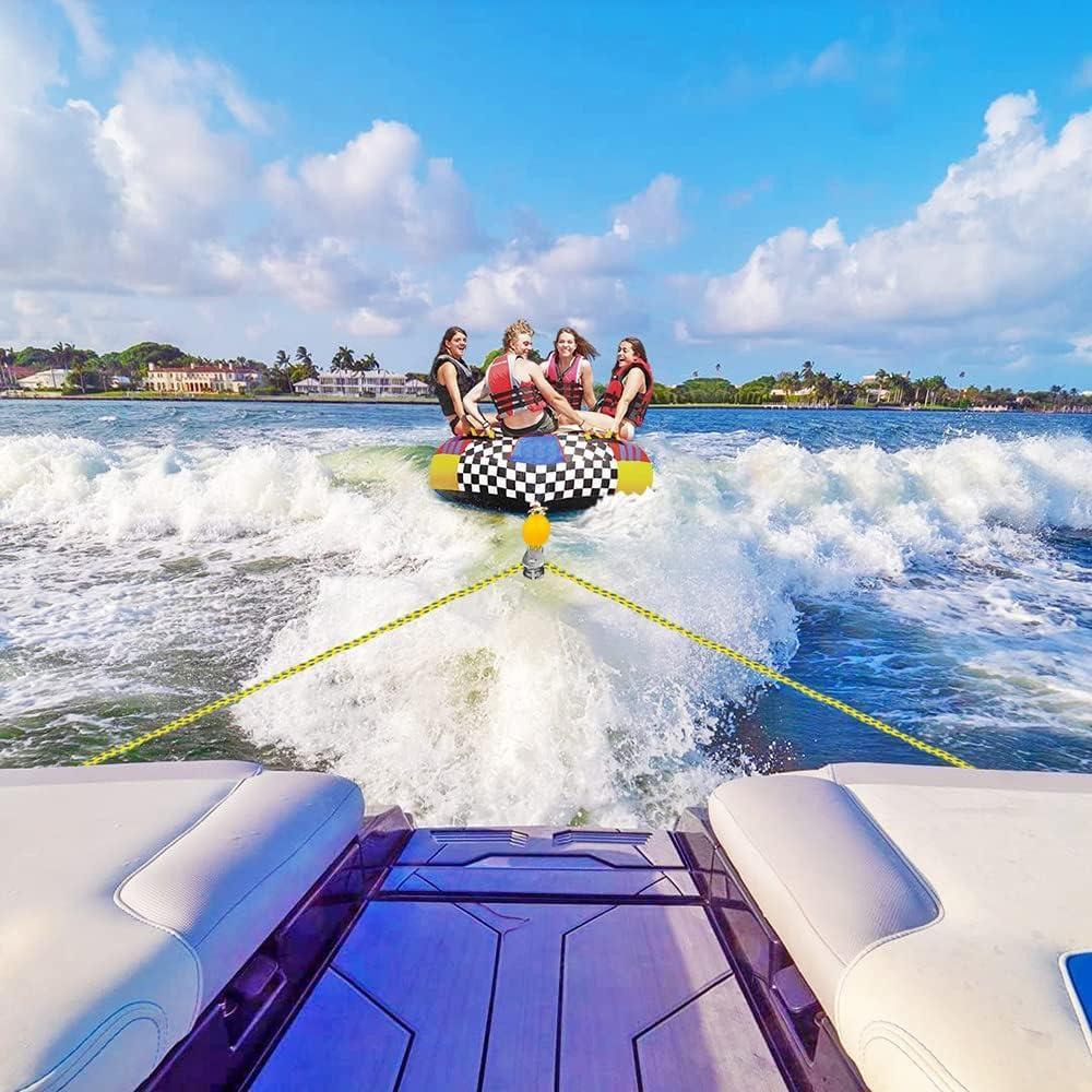 SELEWARE SELEWARE 8ft Heavy Duty Boat Tow Harness, 3 Permanent Antirust Stainless Steel Connector and Pulley for Tubing, Skiing, Wake Boarding with Waverunner, Seadoo, Jet ski