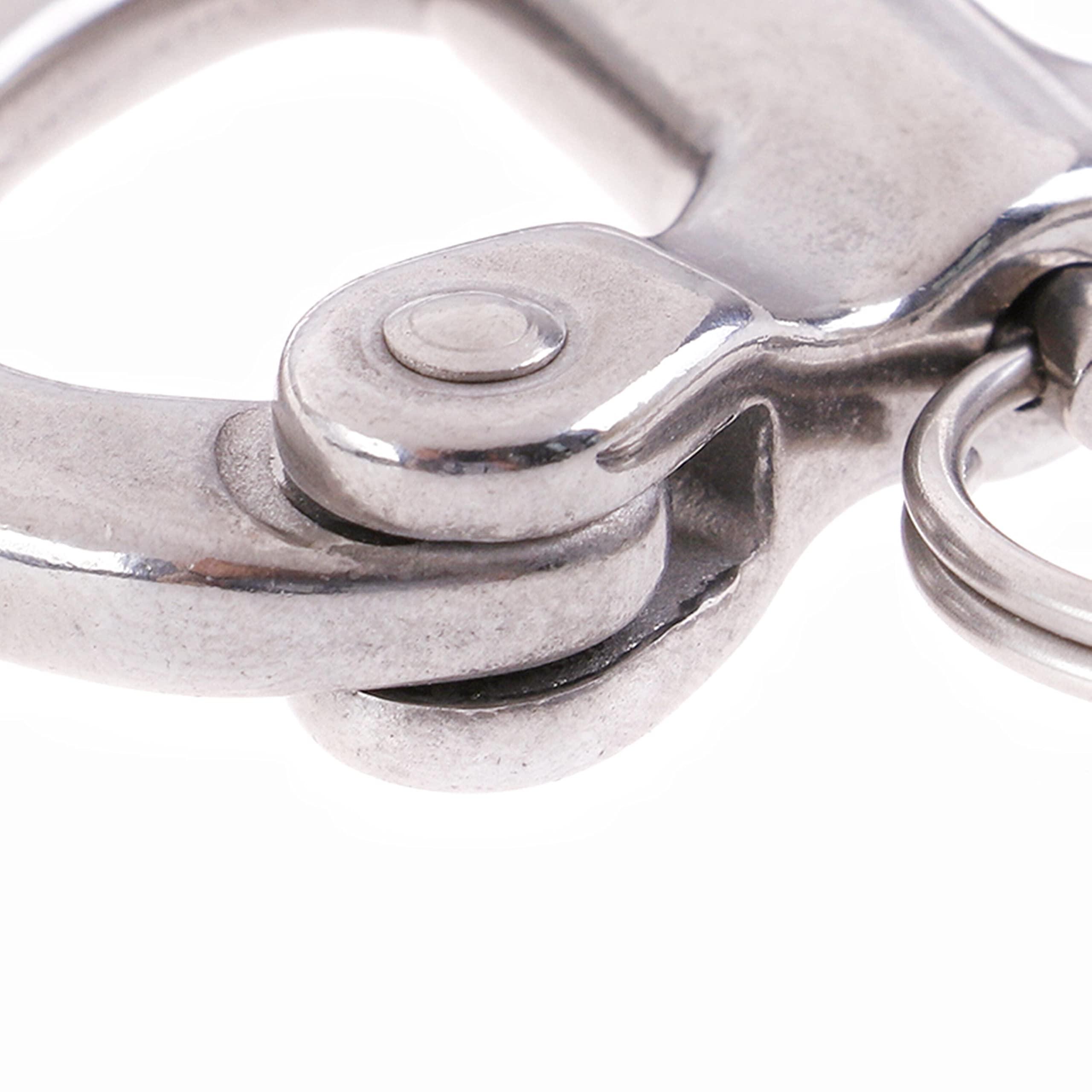 chuxing 2/4 Pcs Marine 316 Stainless Steel Fixed Eye Snap Shackle, Quick Release Boat Anchor Chain Eye Jaw Swivel Stainless Snap Shackle Hook (4, 52mm)