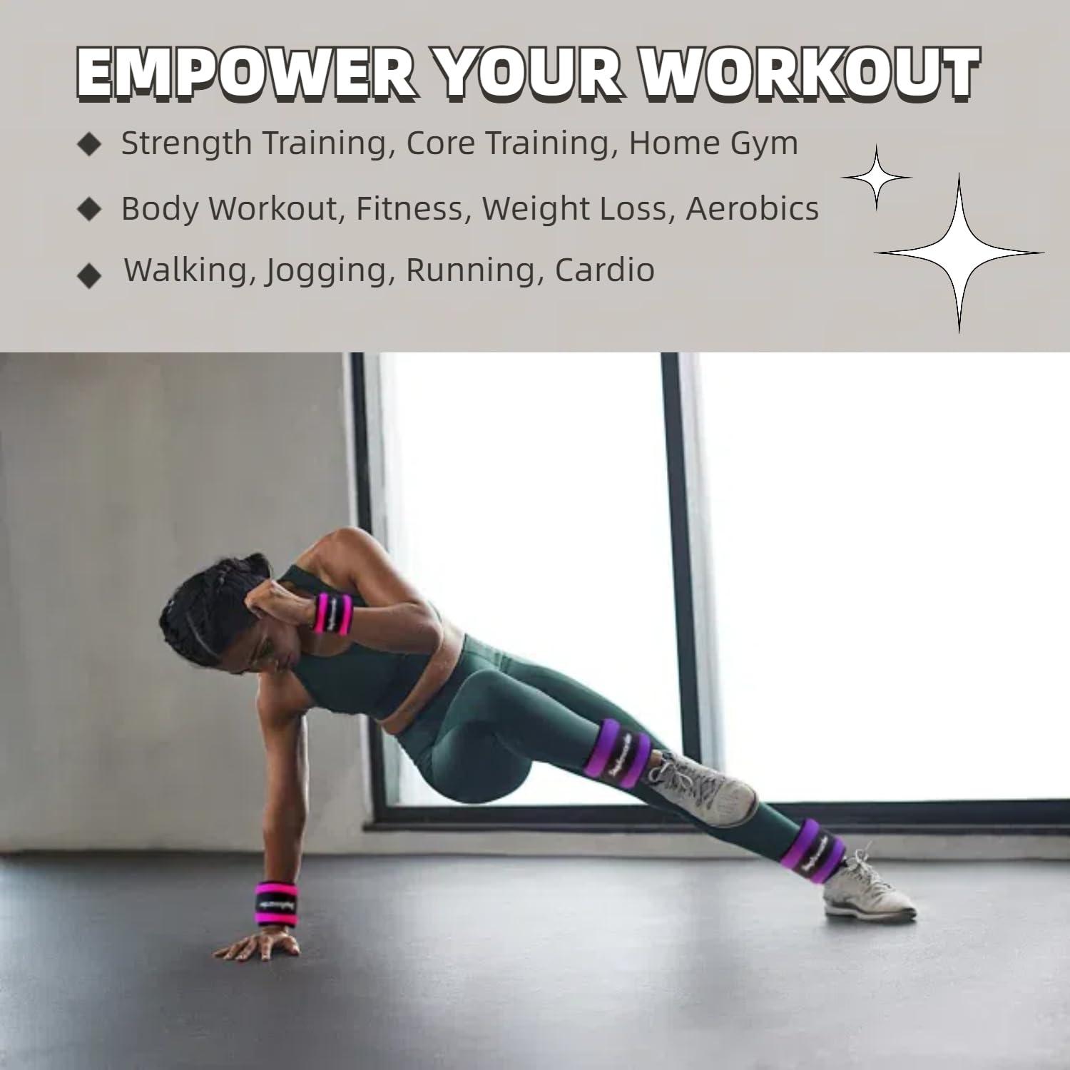 Stepfowarder Stepfowarder 1-4 Lbs Ankle/Wrist Weights (a Pair), Optional Colors & Weights with Adjustable Strap for Women, Men, Kids - Running, Jogging, Gymnastic, Physical Therapy, Fitness (2 * 2.0Lbs - Purple)