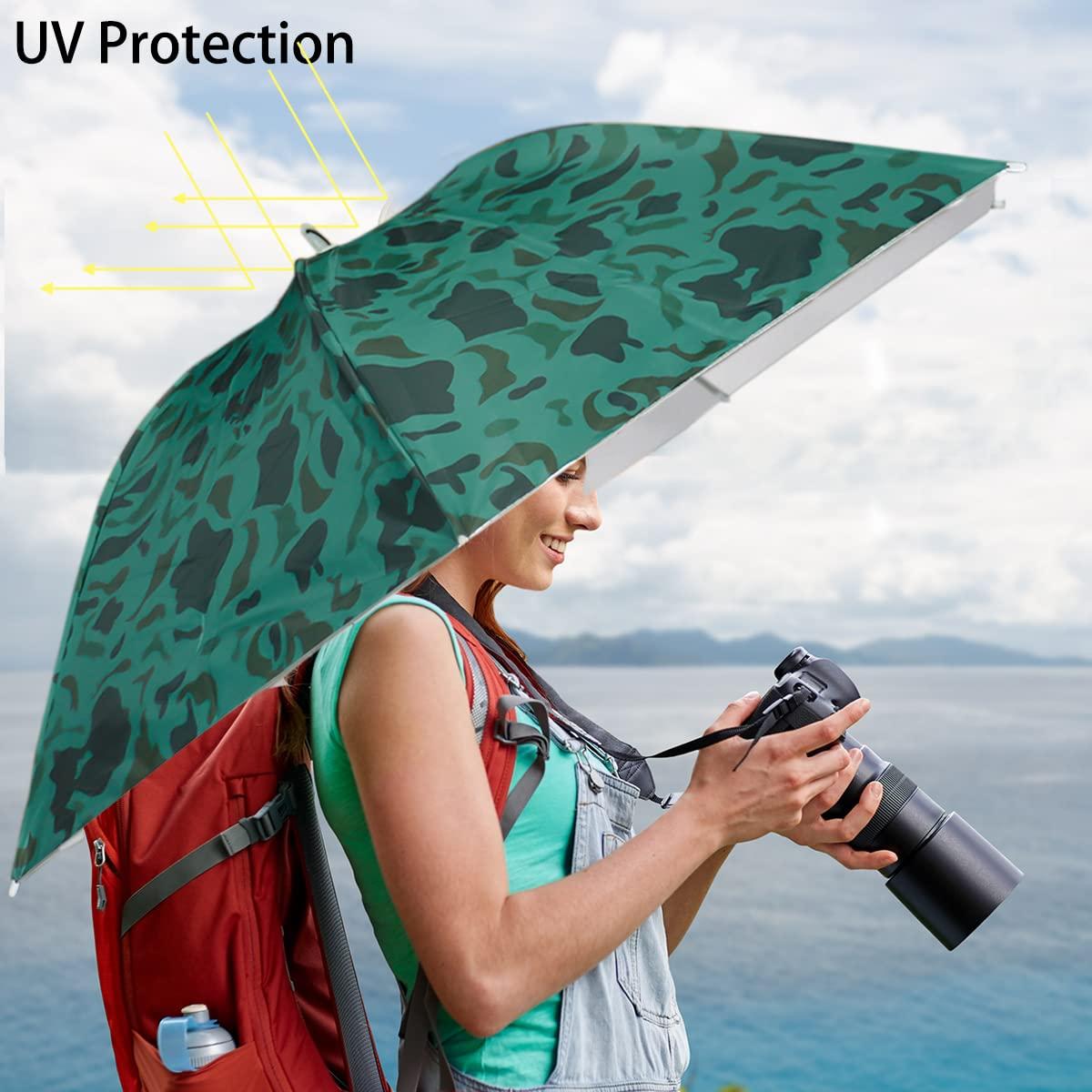 Bocampty Umbrella Hat, Bocamoty 37 inch Fishing Umbrella Hat Hands Free Foldable UV Protection Umbrella Cap Adjustable Headwear for Fishing Golf Beach Gardening Sunshade Outdoor
