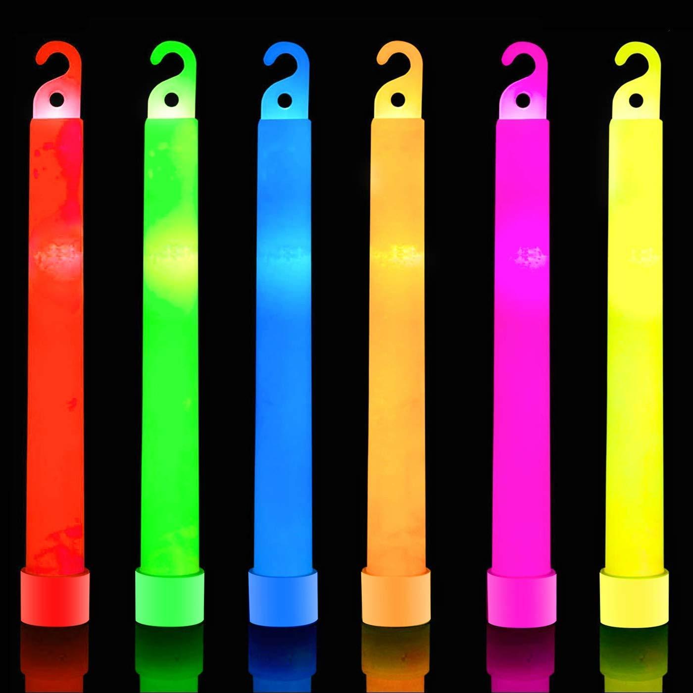 HSGUS 32 PCS Ultra Bright 6 Inch Glow Sticks - Emergency Bright Chem Glow Sticks with 12 Hour Duration - Camping, Hiking Glow Stick Lights - for Parties and Kids Activities - Blackout Or Storm Ready Use