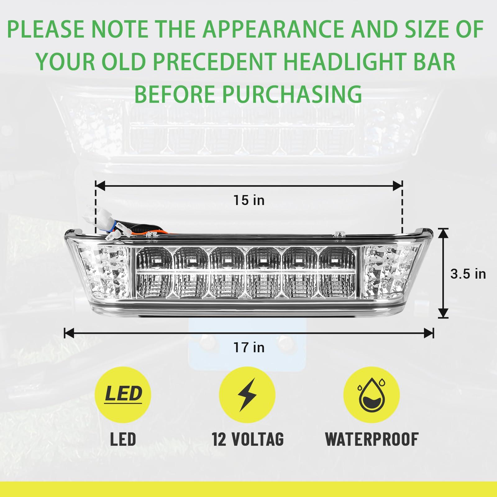 Drive-up Drive-up Club Car LED Headlight Bar for Club Car Precedent 2004-Up with Front Head Light Electric and Gas Golf Carts, 12V Golf Cart Front Replace Head Light Bar Replaces OEM 102524801, 1025248-01