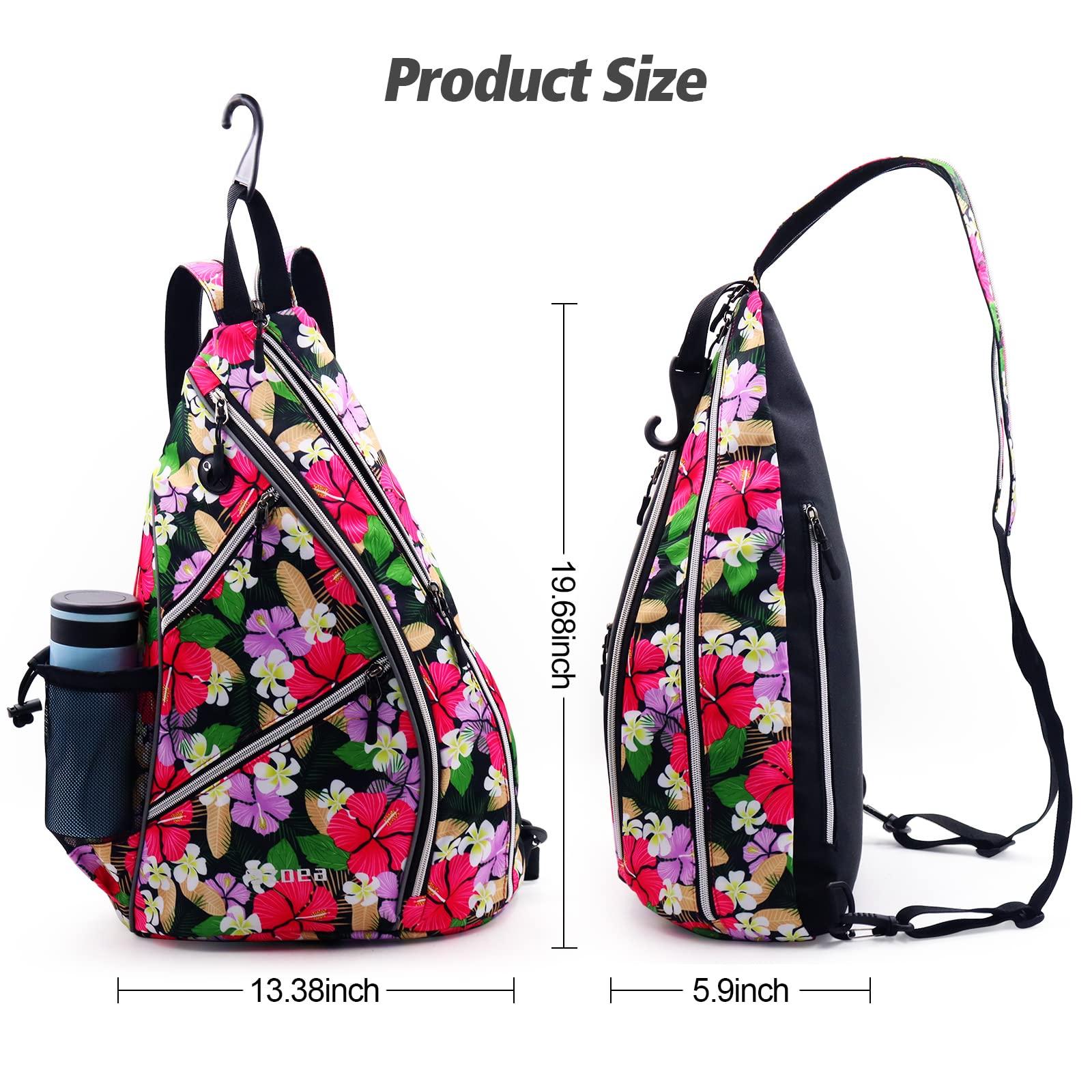 ZOEA ZOEA Pickleball Bag, Sport Pickleball Sling Bag for Women Man, Adjustable Pickleball Backpack with Water Bottle Holder, Fits 4 Paddles and All Your Other Gear (Mixed Purple)