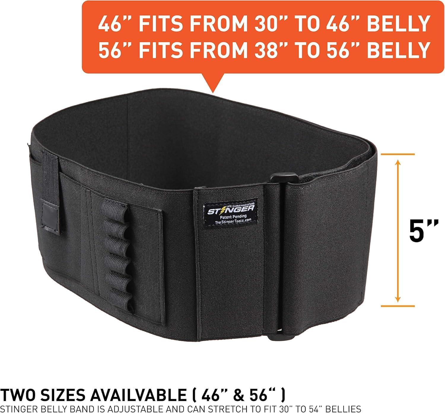 Stinger Stinger Belly Band Holster for Concealed Carry, IWB OWB Gun Holster, Breathable Fabric Comfortable Waistband Handgun Holster, Ammo Bandolier for Extra Round of Revolver Bullet (56", Right)