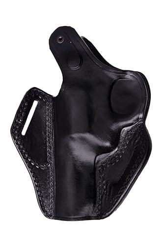 PulsarHolster Premium Leather Holster with Safety Lock fits S&W Models 686 586 10 19 60 66 637 640 642 340PD 360PD, Basket Weave Handmade, Right Handed, PulsarHolster (Black, S&W Model 10 5\" nch)
