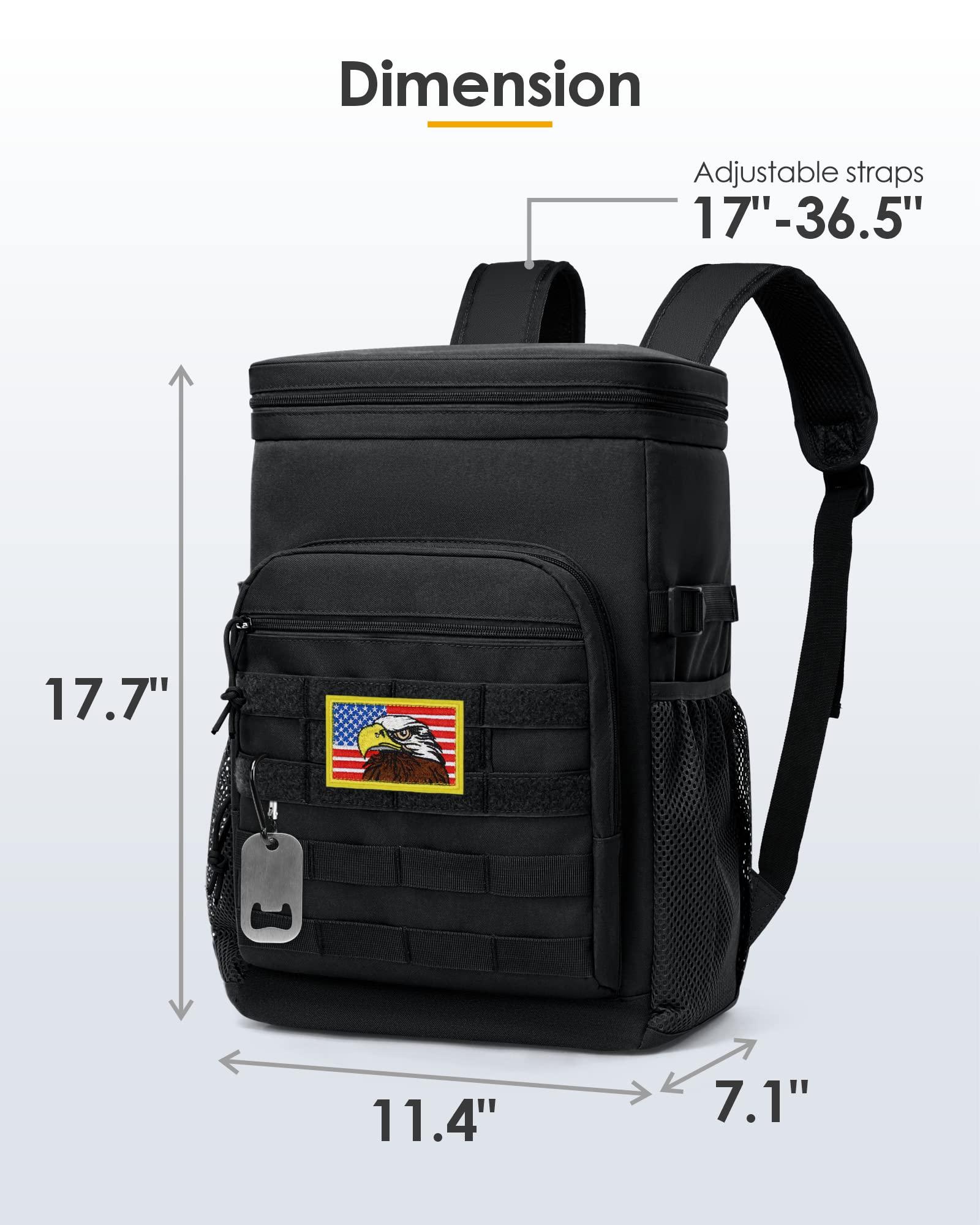 TACTICISM TACTICISM Backpack Cooler 38 Cans Tactical Lunch Backpack for Men Work - Molle Insulated Waterproof Leakproof - Black