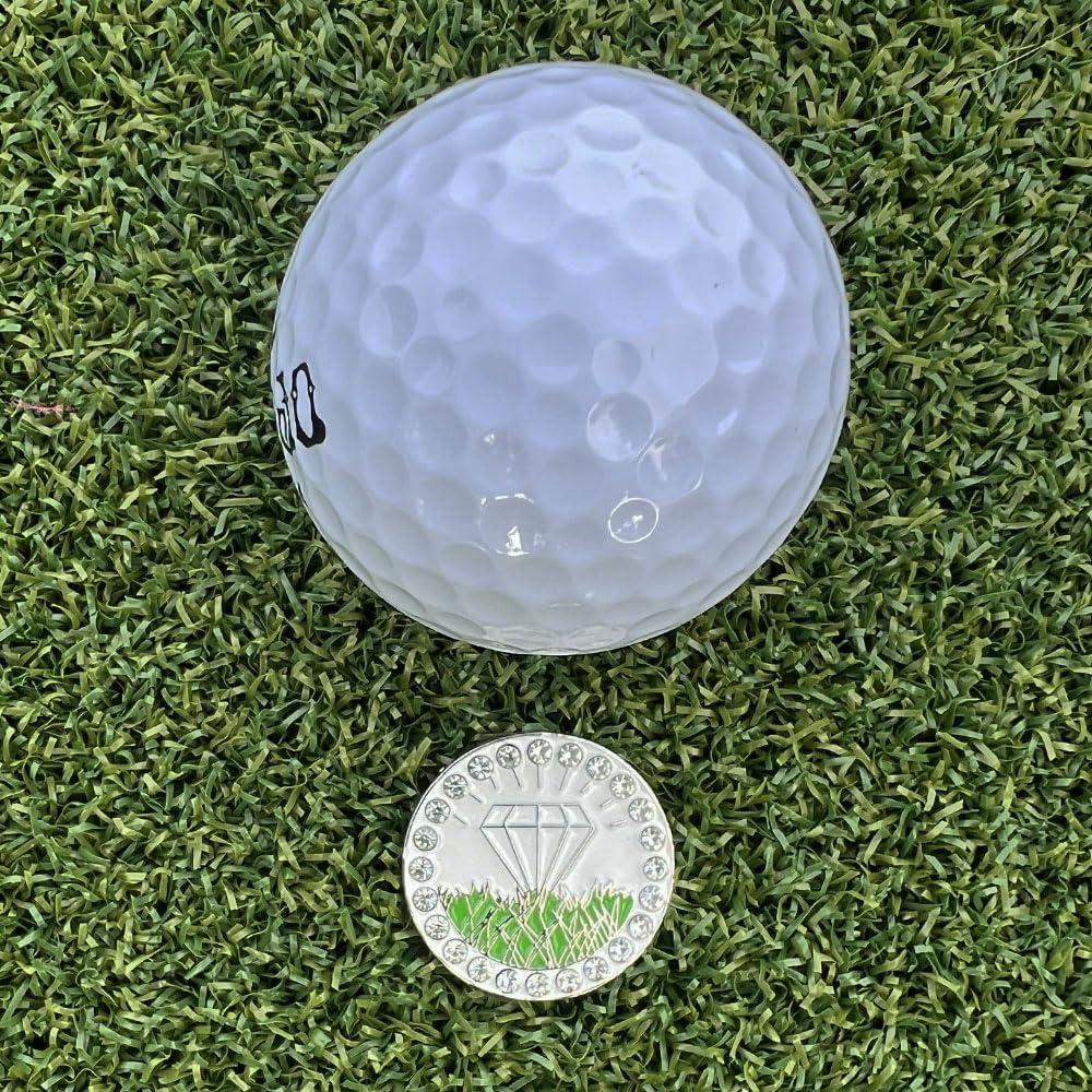 Giggle Golf Giggle Golf Magnetic Colored Ball Marker Clip with A Bling Golf Ball Marker | Great Golf Gift for Women (White Diamond in The Rough)