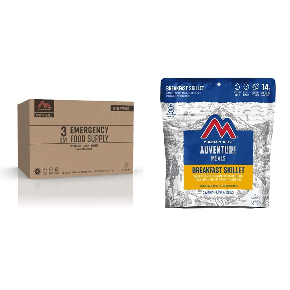 Mountain House Mountain House 3-Day Emergency Food Supply | Freeze Dried Survival & Emergency Food | 18 Servings & Breakfast Skillet | Freeze Dried Backpacking & Camping Food | 2 Servings | Gluten-Free