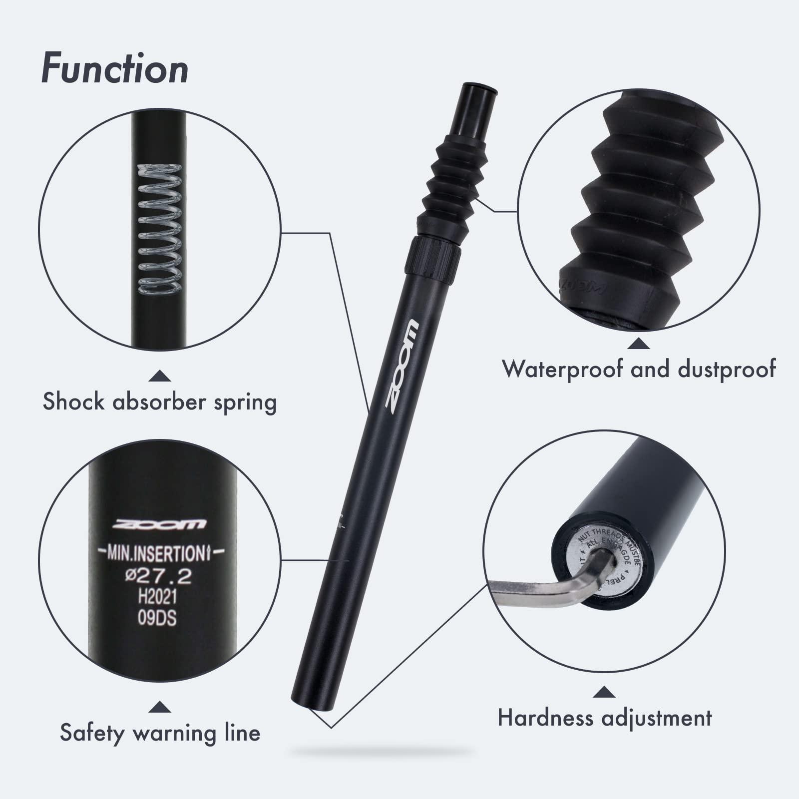 DJC Components DJC Suspension Seatpost Straight Pillar Headless Bike Seat Post Shock Absorber for City Bike MTB 25.4 27.2 28.6 30.4 30.9 31.6mm(30.4mm Black)