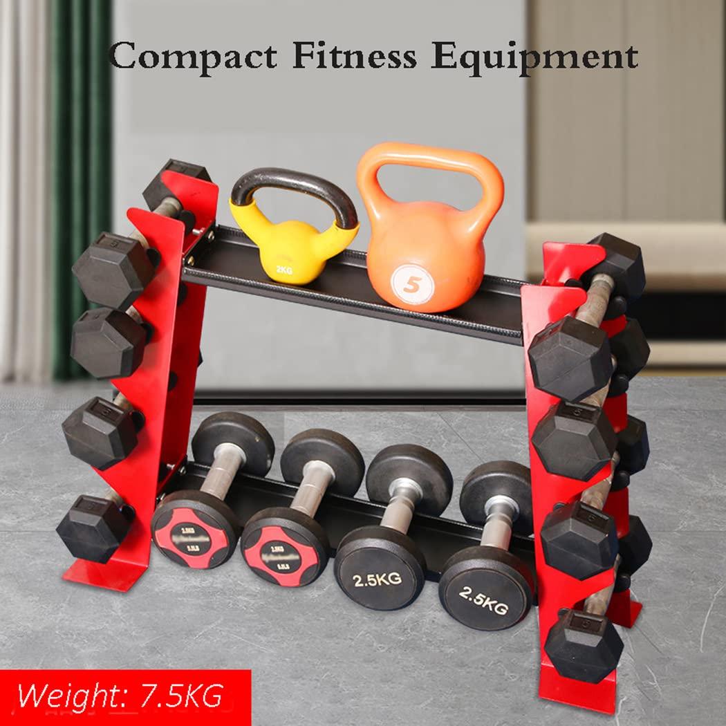 LANGWEI Dumbbell Rack 2 Tier, Multifunctional Sawtooth Weight Rack for Dumbbells and Kettlebells, Storage Rack Organizer for Home Gym(Dumbbell Rack Stand Only)