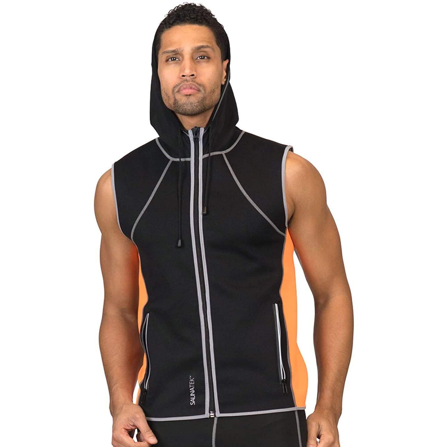 SaunaTek SaunaTek Men\'s Sauna Hooded Vest Sweat Suit for Exercise and Heat Training, Neoprene, X-Large