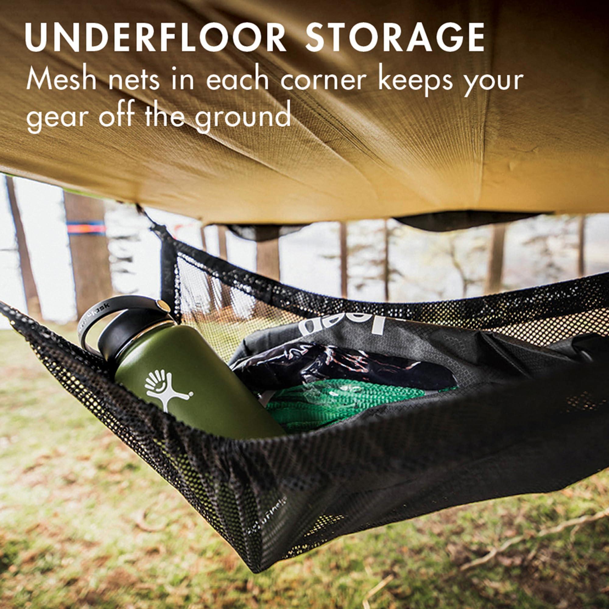 Tentsile Tentsile Trillium Giant Hammock, The Original Tree Tent Company, 3 Adult Capacity, Anti-Roll, Central Hatch, Ratches and Straps Included, Designed in The UK (3 Person, Black Mesh)