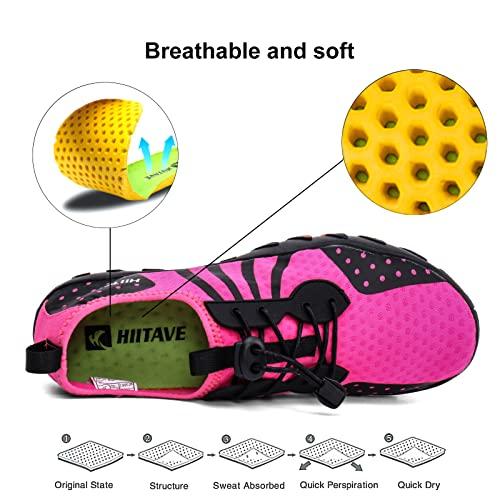 HIITAVE HIITAVE Womens Aqua Beach Water Shoes Quick Dry Barefoot Swim Socks for Surf Pool River Walking Diving Water Sports Fushia W9/M8