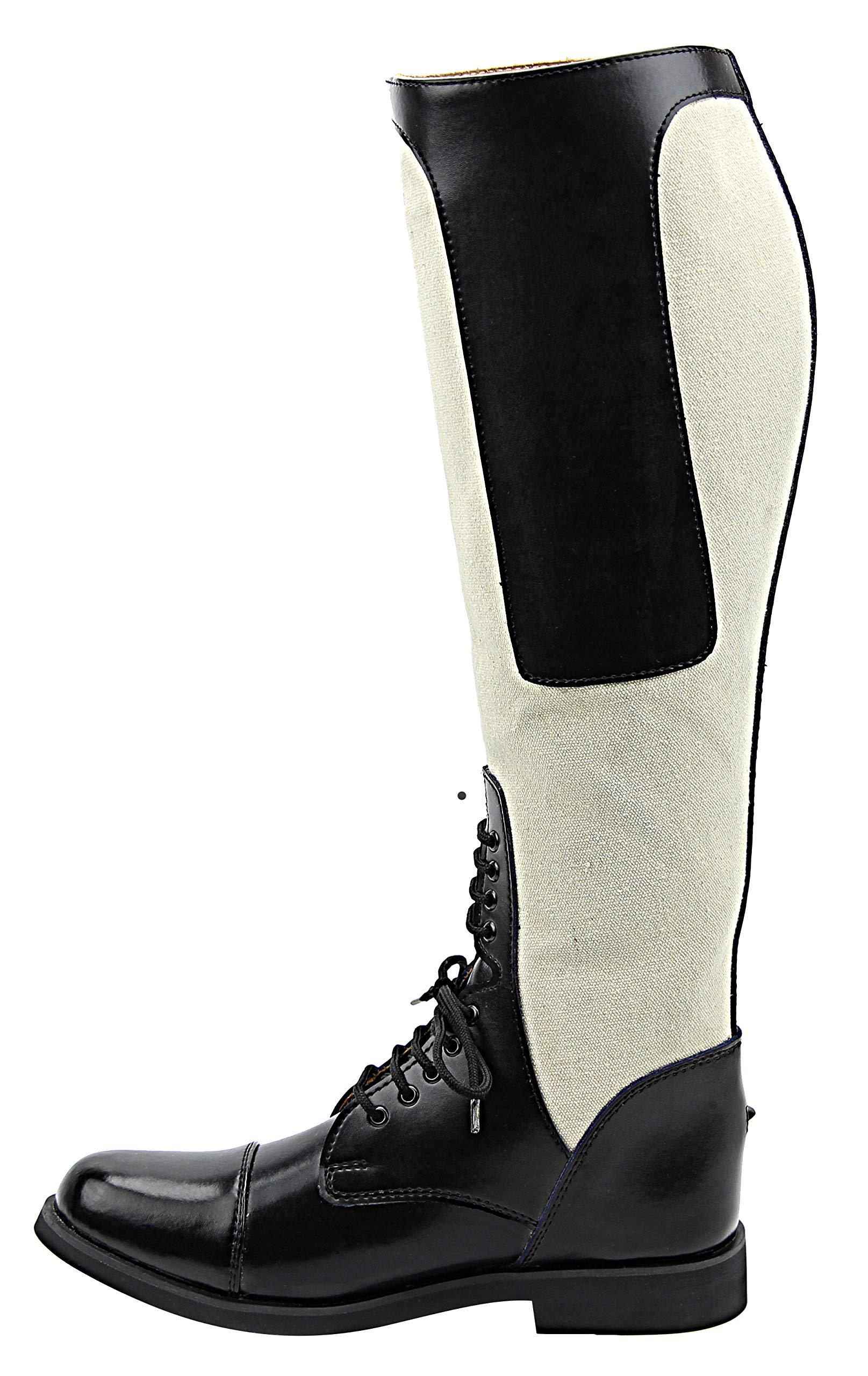 Hispar Hispar Ladies Summer Canvas Field English Horse Riding Boots with Cotton Calf Stylish Fashion Equestrian - Black 6.5 Wide Calf