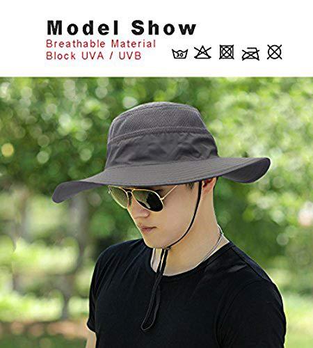 EONPOW EONPOW Fishing Hats Windproof UPF50+ UV Protection Bucket Beach Mesh Sun Hat 56-61cm Dark Gray