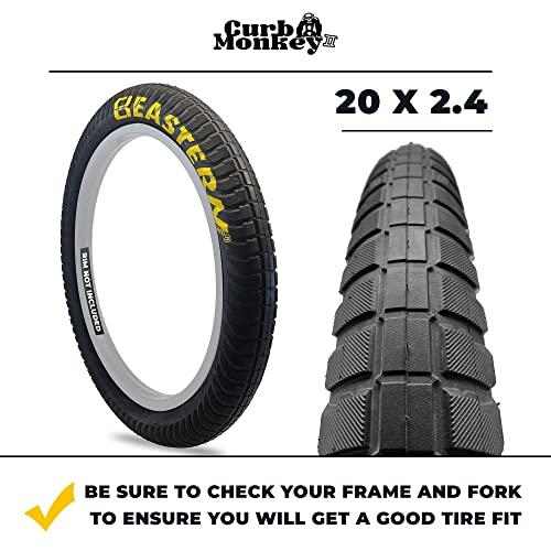 Eastern Bikes Eastern Bikes Curb Monkey 20 x 2.4 Inch Tire, with or Without Tube, Silver or Yellow Logo. Comes with Tire Lever Tools (Yellow Logo, 1 Pack Without Tube)