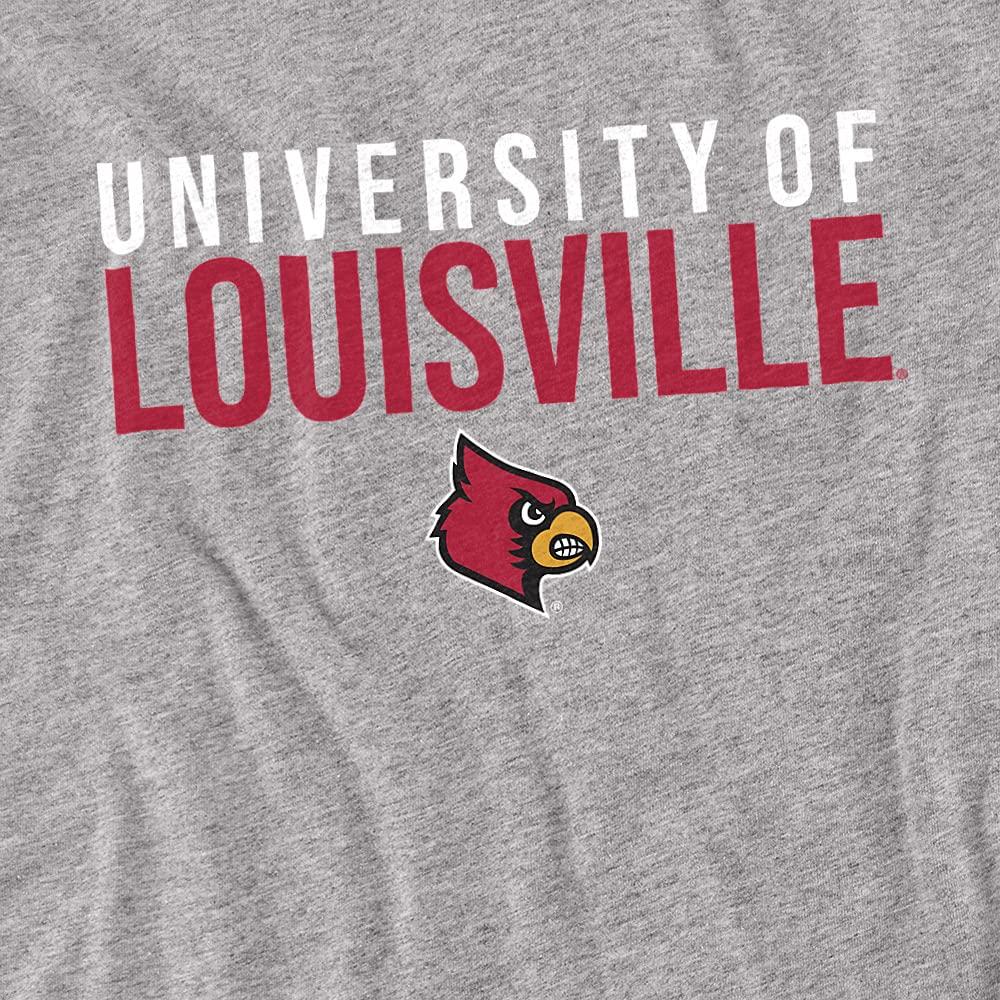 University of Louisville University of Louisville Official Stacked Unisex Adult T-Shirt, Athletic Heather, 5X-Large