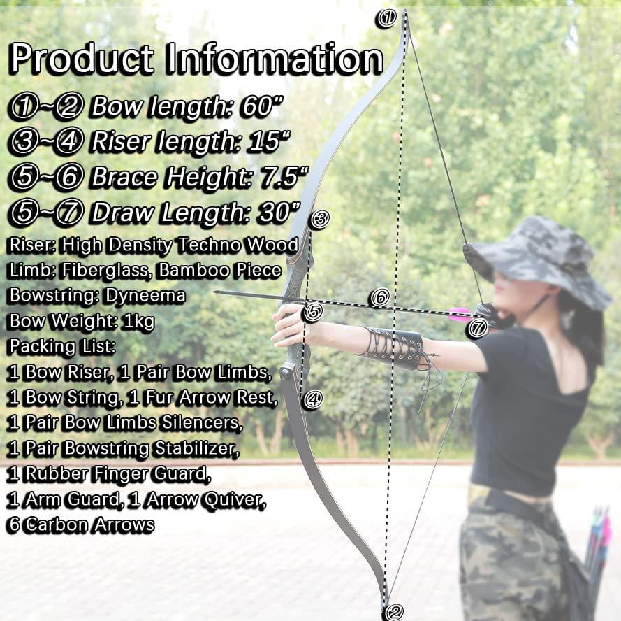 ZSHJGJR Takedown Recurve Bow Kit - Archery Bows for Adults & Youth Right-Handed Kits, 20~60lbs 60 Wooden Take Down Long Bow Package for Outdoor Hunting Training Red Sets (50lbs)