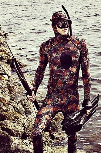 Tilos Tilos Camouflage 5.5oz Spearfishing UPF 50+ Rash Guard w/Hood (Large, Brown Camo)